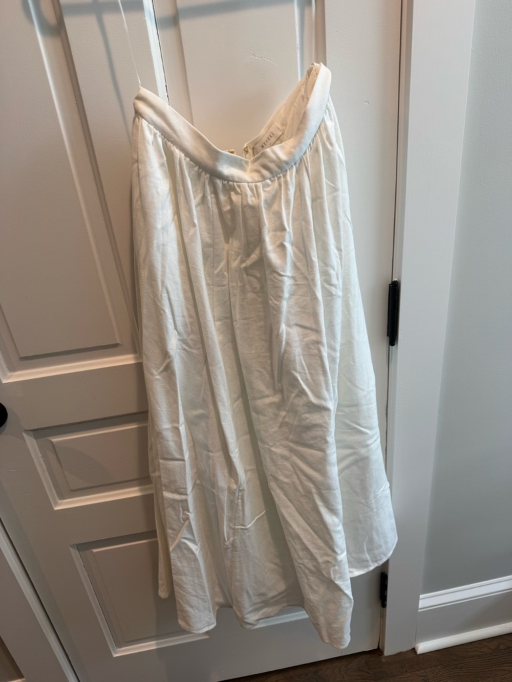 Meshki White A-Line Linen Skirt